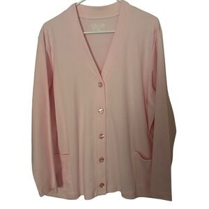 Ultra Softs Womens Cardigan‎ PXL Pink Button Down Long Sleeve Knit Top NWT
